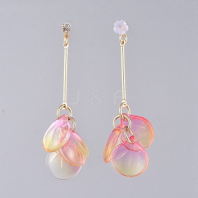 Glass Cluster Beads Dangle Ear Studs EJEW-JE03915-01-1