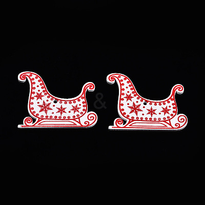 Christmas Spray Painted Wood Big Pendants WOOD-N005-101B-1