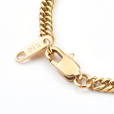 Men's 304 Stainless Steel Diamond Cut Curb Chain Bracelets BJEW-JB06019-02-1
