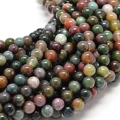 Natural Indian Agate Round Bead Strands X-G-P075-40-6mm-1