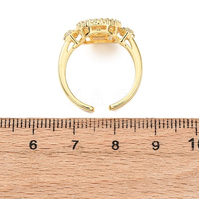 Religion Brass Micro Pave Cubic Zirconia Cuff Open Rings RJEW-F204-06G-1