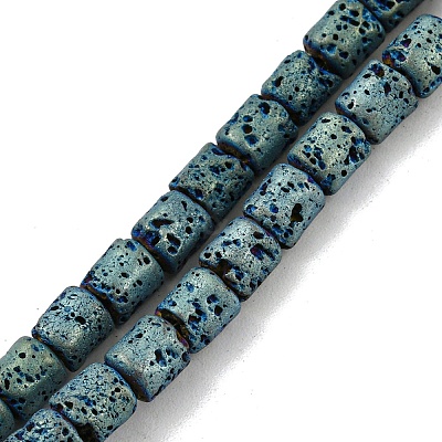 Electroplated Natural Lava Rock Beads Strands G-Z032-J04-12E-1