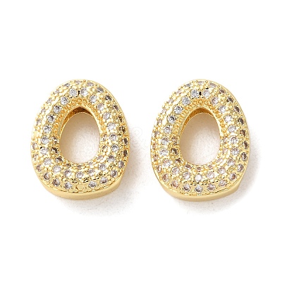 Rack Plating Brass Micro Pave Cubic Zirconia Slide Charms KK-C084-34G-O-1