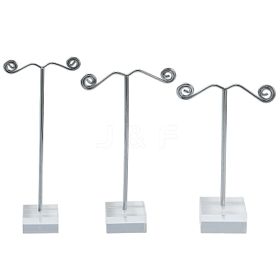 3Pcs T Bar Earring Organic Glass Displays Sets X-EDIS-G012-01-1