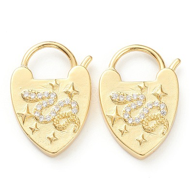 Brass Micro Pave Clear Cubic Zirconia Clasps ZIRC-P082-03A-G-1