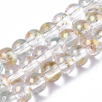 Transparent Spray Painted Glass Bead Strands GLAA-N035-03A-B07-1