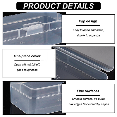 10Pcs Transparent Plastic Storage Boxes CON-BC0007-78A-1