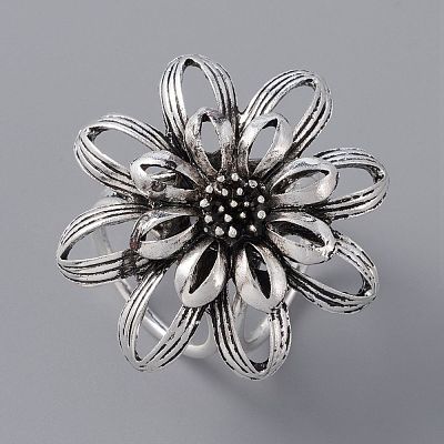 Flower Triple Ring Alloy Scarf Buckle Ring JEWB-WH0023-38-1