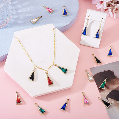 36Pcs 6 Colors Zinc Alloy Glass Pendants ALRI-TA0001-36-1
