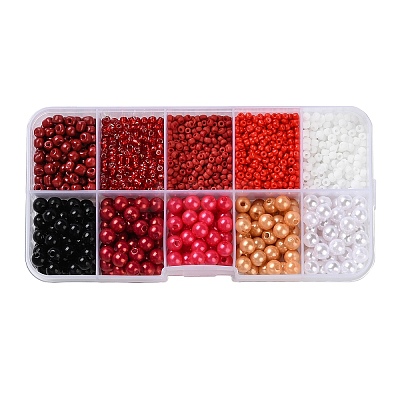 DIY 10 Grids ABS Plastic & Glass Seed Beads Jewelry Making Finding Beads Kits DIY-G119-01H-1