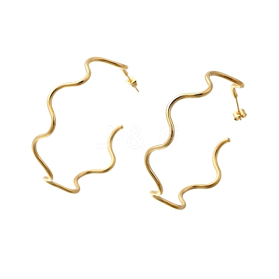 Wavy C-Shaped 304 Stainless Steel Stud Earrings EJEW-A129-02G-1