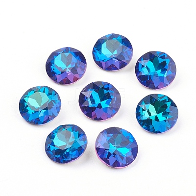 Pointed Back & Back Plated Glass Rhinestone Cabochons X-RGLA-J012-8mm-001BB-1