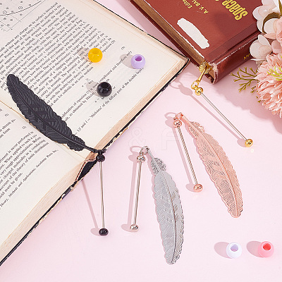 8Pcs 4 Colors Zinc Alloy Beadable Bookmarks AJEW-GO0002-15-1