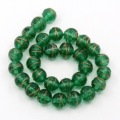 Round Shaped Handmade Gold Sand Lampwork Beads Strands LAMP-L001-10mm-02-1
