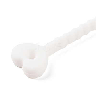 Heart Shape Silicone Cable Zip Ties AJEW-C034-02G-1