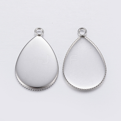 Tarnish Resistant 304 Stainless Steel Pendant Cabochon Settings X-STAS-P198-14A-1