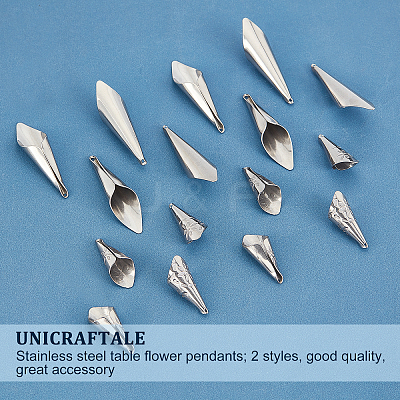 20Pcs 2 Style 304 Stainless Steel Pendants STAS-UN0033-01-1