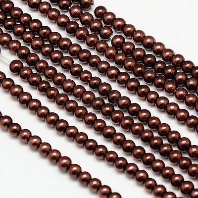 Eco-Friendly Dyed Glass Pearl Round Beads Strands HY-A002-4mm-RB039-1