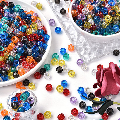 1200Pcs 10 Colors Transparent Plastic Beads KY-YW0001-83-1