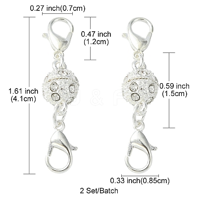 1Pc Alloy Crystal Rhinestone Magnetic Clasps ALRI-YW0001-11S-1