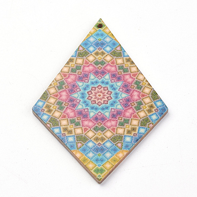 Printed Wooden Big Pendants X-WOOD-S037-100-1