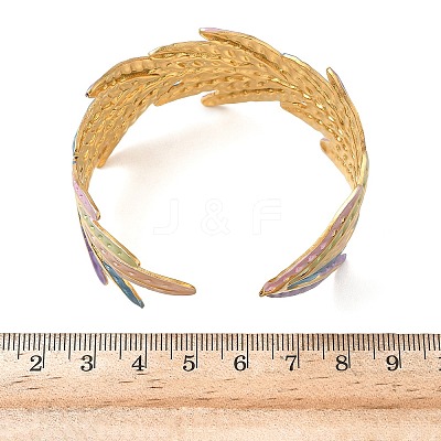 304 Stainless Steel Enamel Cuff Bangles for Women BJEW-F518-07G-1