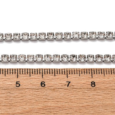 3MM 304 Stainless Steel Rhinestone Cup Chain Necklaces for Women NJEW-G175-01P-02-1