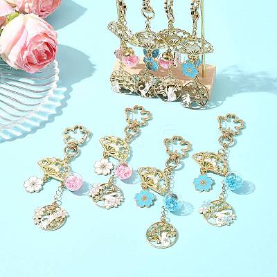 4Pcs 4 Styles Alloy Enamel Pendant Keychains HJEW-FS00052-1