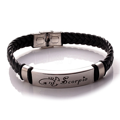 Braided Leather Cord Bracelets PW-WG99416-08-1