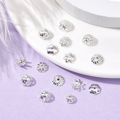 100Pcs 10 Styles Brass Bead Caps KK-CJ0002-07-1