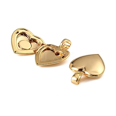 Floral Embossed Brass Locket Pendants KK-CBA7157-03G-1