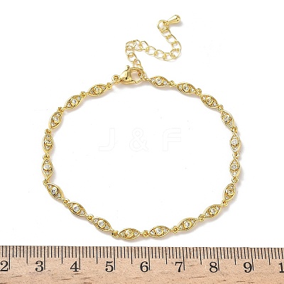 Brass Micro Pave Clear Cubic Zirconia Eye Link Chain Bracelets for Women BJEW-G764-09G-1