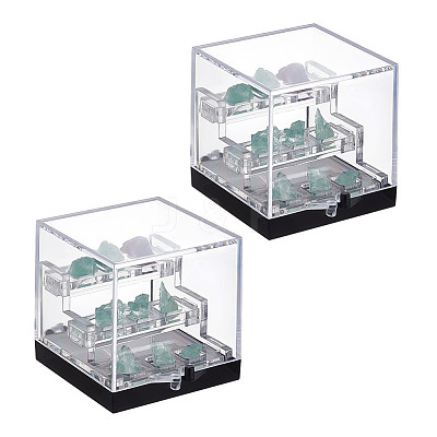 3-Tier Transparent Acrylic Display Case Mineral Crystal Boxes CON-WH0112-009B-1
