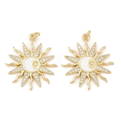 Brass Enamel Cubic Zirconia Pendants KK-L251-23G-01-1