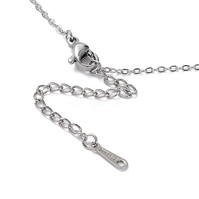 Non-Tarnish 201 Stainless Steel Moon with Star Pendant Necklace with Cable Chains NJEW-Q317-06P-1