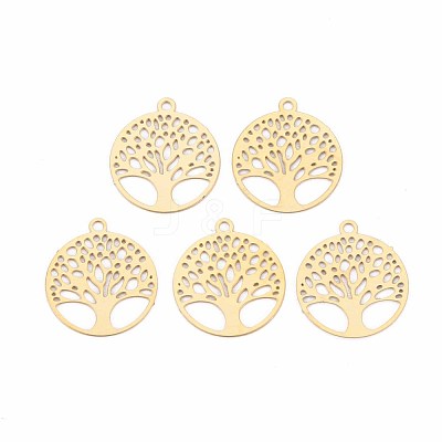 Rack Plating 201 Stainless Steel Filigree Pendants STAS-T057-49G-1