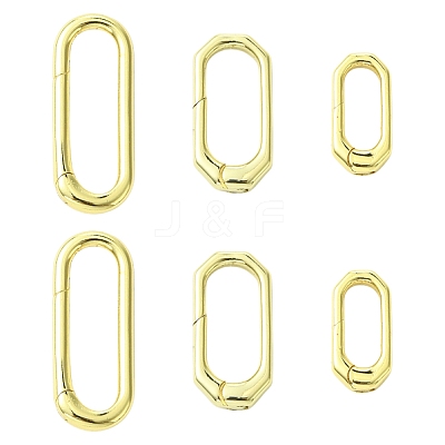 6Pcs 3 Styles Brass Spring Gate Rings KK-CJ0004-29-1