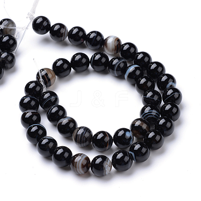 Natural Black Agate Bead Strands X-G-R412-19-8mm-1