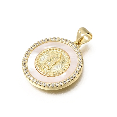 Brass Micro Pave Clear Cubic Zirconia Pendants CU-CBAF50C-16G-1