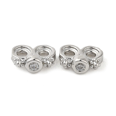 Rack Plating Brass Pave Clear Cubic Zirconia Spacer Bars KK-B088-11A-P-1