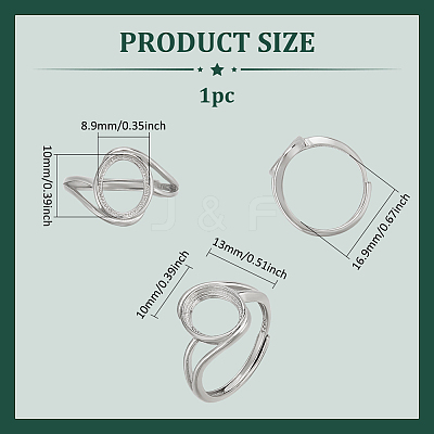 1Pc Rhodium Plated 925 Sterling Silver Adjustable Ring Components FIND-PH0023-51-1