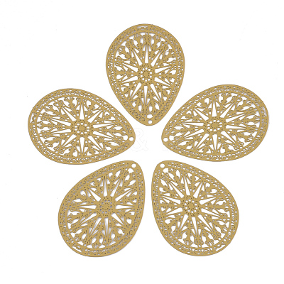 430 Stainless Steel Filigree Pendants STAS-S108-16E-1