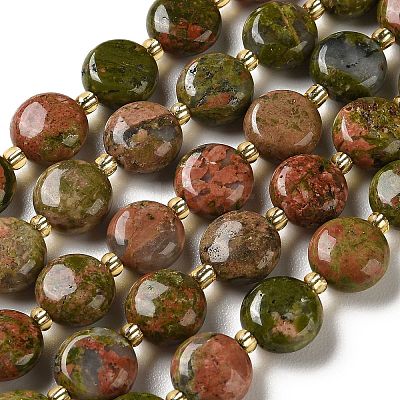 Natural Unakite Beads Strands G-H005-B11-01-1
