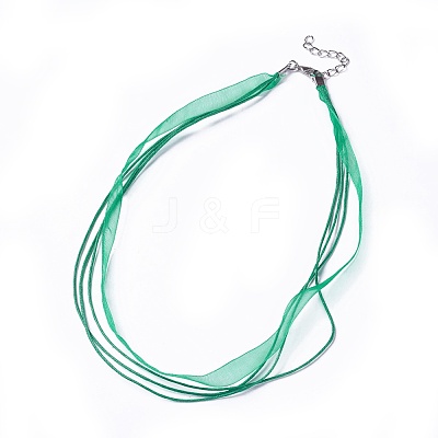 Waxed Cord and Organza Ribbon Necklace Making NCOR-T002-M-1