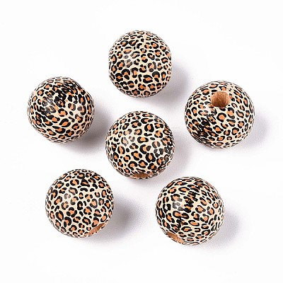 Printed Schima Wood Beads X-WOOD-N017-01D-1