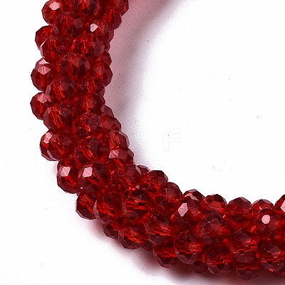 Faceted Transparent Glass Beads Stretch Bracelets BJEW-S144-002F-02-1