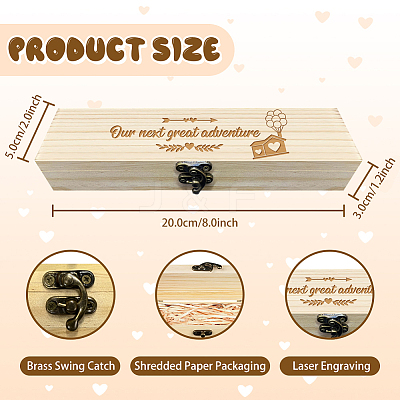 Rectangle Wooden Pregnancy Test Keepsake Box with Lock CON-WH0103-012-1