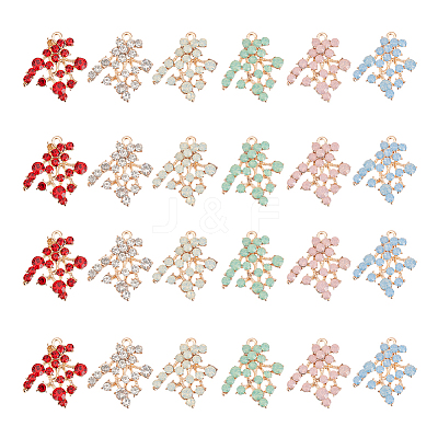 24Pcs 6 Colors Golden Tone Alloy Rhinestone Pendants FIND-AR0002-95-1