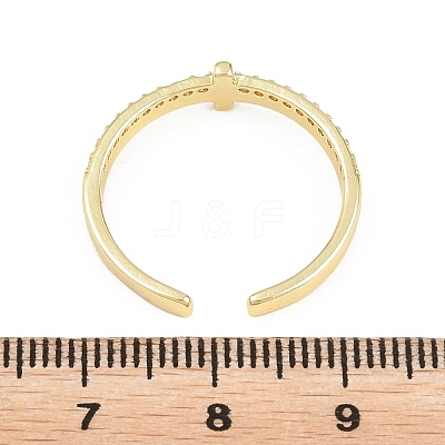 Brass Micro Pave Cubic Zirconia Cuff Open Rings CU-Z002-02G-1