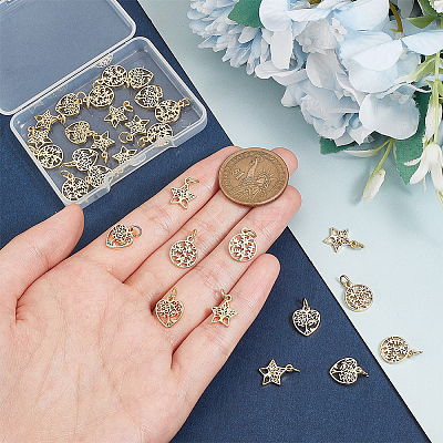 30Pcs 3 Style Rack Plating Brass Charms KK-HY0001-84-1